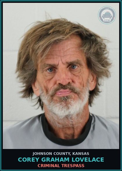 CCW arrest card for COREY GRAHAM LOVELACE in Johnson County: CRIMINAL TRESPASS