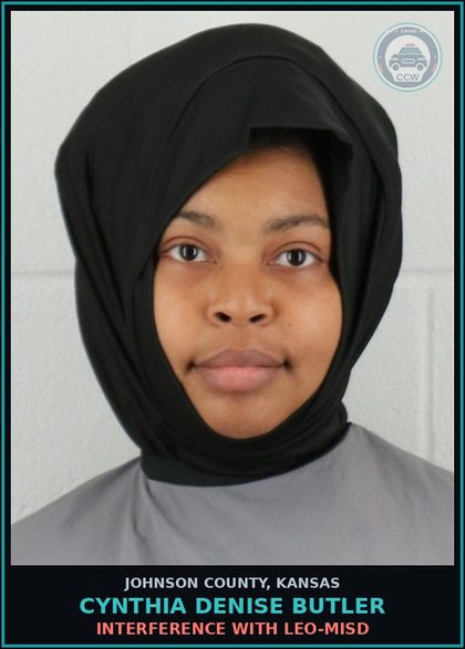 CCW arrest card for CYNTHIA DENISE BUTLER in Johnson County: INTERFERENCE WITH LEO-MISD