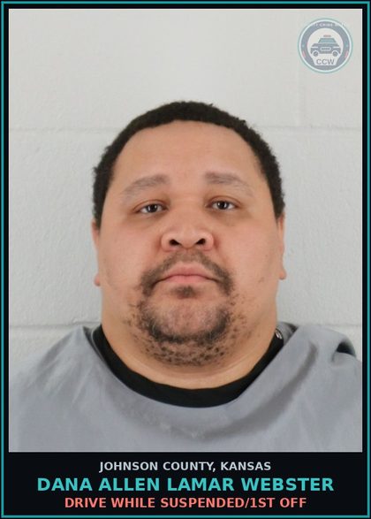 CCW arrest card for DANA ALLEN LAMAR WEBSTER in Johnson County: DRIVE WHILE SUSPENDED/1ST OFF