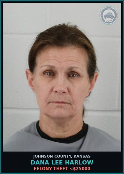 CCW arrest card for DANA LEE HARLOW in Johnson County: FELONY THEFT <$25000