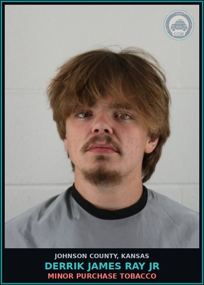 CCW arrest card for DERRIK JAMES RAY JR in Johnson County: MINOR PURCHASE TOBACCO