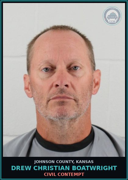 CCW arrest card for DREW CHRISTIAN BOATWRIGHT in Johnson County: CIVIL CONTEMPT