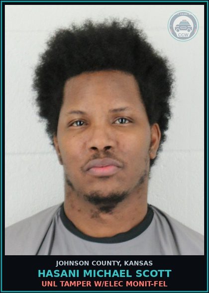 CCW arrest card for HASANI MICHAEL SCOTT in Johnson County: UNL TAMPER W/ELEC MONIT-FEL