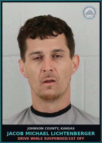 CCW arrest card for JACOB MICHAEL LICHTENBERGER in Johnson County: DRIVE WHILE SUSPENDED/1ST OFF