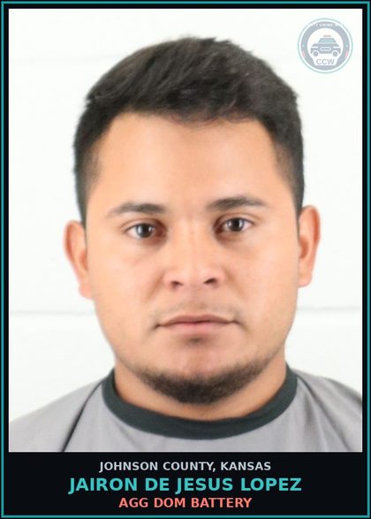 CCW arrest card for JAIRON DE JESUS LOPEZ in Johnson County: AGG DOM BATTERY