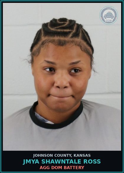 CCW arrest card for JMYA SHAWNTALE ROSS in Johnson County: AGG DOM BATTERY