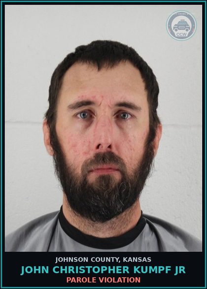 CCW arrest card for JOHN CHRISTOPHER KUMPF JR in Johnson County: PAROLE VIOLATION