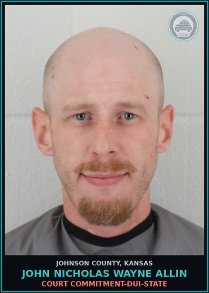 CCW arrest card for JOHN NICHOLAS WAYNE ALLIN in Johnson County: COURT COMMITMENT-DUI-STATE