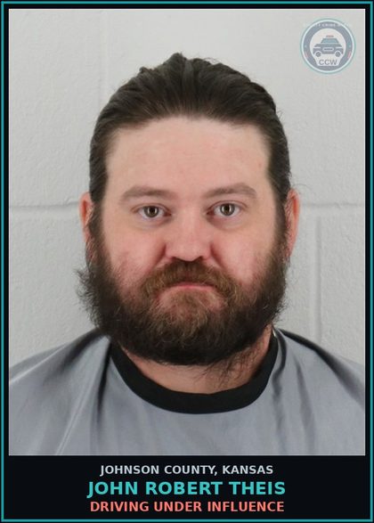 CCW arrest card for JOHN ROBERT THEIS in Johnson County: DRIVING UNDER INFLUENCE