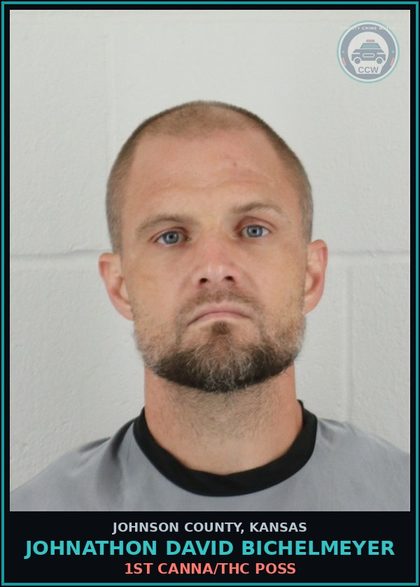 CCW arrest card for JOHNATHON DAVID BICHELMEYER in Johnson County: 1ST Canna/THC POSS