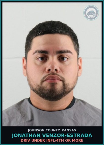 CCW arrest card for JONATHAN VENZOR-ESTRADA in Johnson County: DRIV UNDER INFL/4TH OR MORE