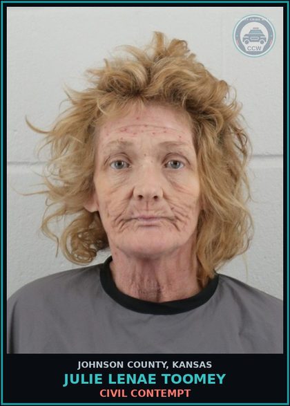 CCW arrest card for JULIE LENAE TOOMEY in Johnson County: CIVIL CONTEMPT