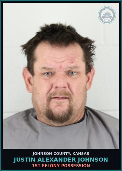 CCW arrest card for JUSTIN ALEXANDER JOHNSON in Johnson County: 1ST FELONY POSSESSION
