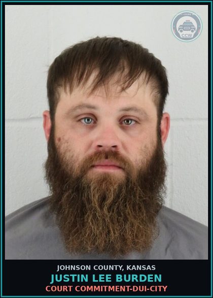CCW arrest card for JUSTIN LEE BURDEN in Johnson County: COURT COMMITMENT-DUI-CITY