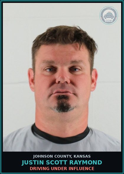 CCW arrest card for JUSTIN SCOTT RAYMOND in Johnson County: DRIVING UNDER INFLUENCE