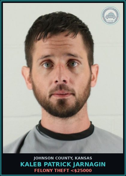CCW arrest card for KALEB PATRICK JARNAGIN in Johnson County: FELONY THEFT <$25000