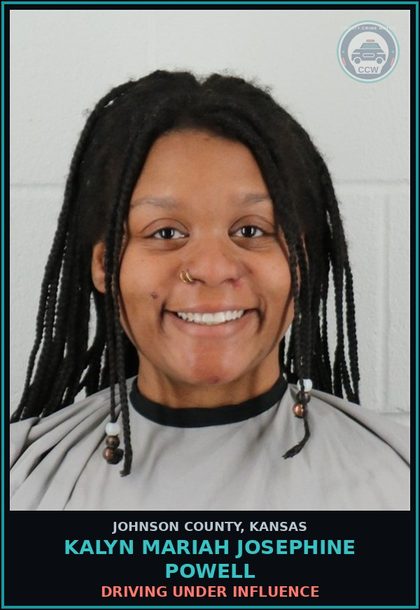CCW arrest card for KALYN MARIAH JOSEPHINE POWELL in Johnson County: DRIVING UNDER INFLUENCE