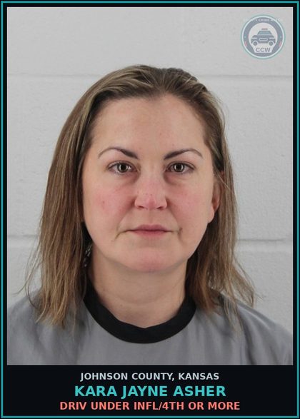 CCW arrest card for KARA JAYNE ASHER in Johnson County: DRIV UNDER INFL/4TH OR MORE