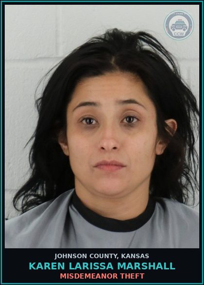 CCW arrest card for KAREN LARISSA MARSHALL in Johnson County: MISDEMEANOR THEFT