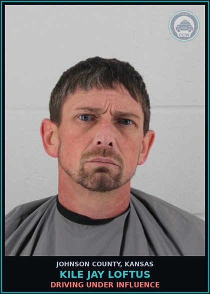 CCW arrest card for KILE JAY LOFTUS in Johnson County: DRIVING UNDER INFLUENCE