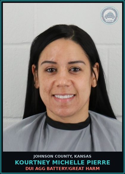 CCW arrest card for KOURTNEY MICHELLE PIERRE in Johnson County: DUI AGG BATTERY/GREAT HARM
