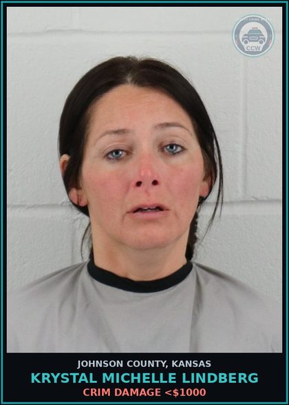CCW arrest card for KRYSTAL MICHELLE LINDBERG in Johnson County: CRIM DAMAGE <$1000