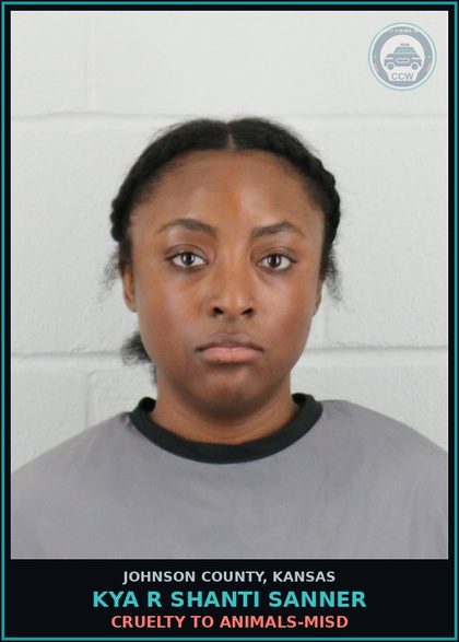 CCW arrest card for KYA R SHANTI SANNER in Johnson County: CRUELTY TO ANIMALS-MISD