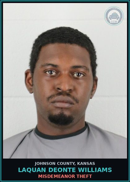 CCW arrest card for LAQUAN DEONTE WILLIAMS in Johnson County: MISDEMEANOR THEFT