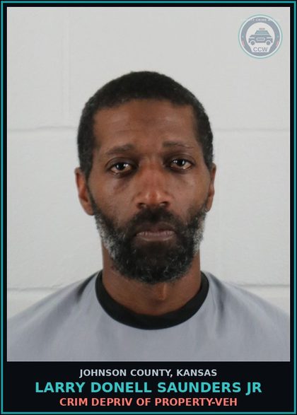 CCW arrest card for LARRY DONELL SAUNDERS JR in Johnson County: CRIM DEPRIV OF PROPERTY-VEH
