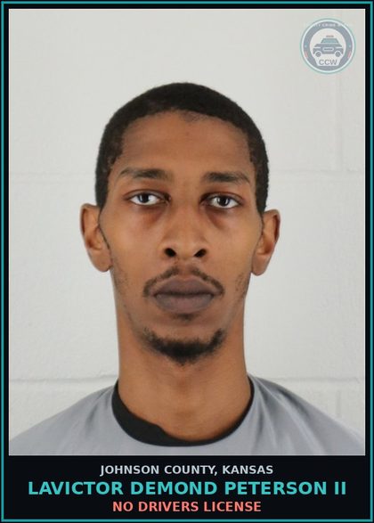 CCW arrest card for LAVICTOR DEMOND PETERSON II in Johnson County: NO DRIVERS LICENSE