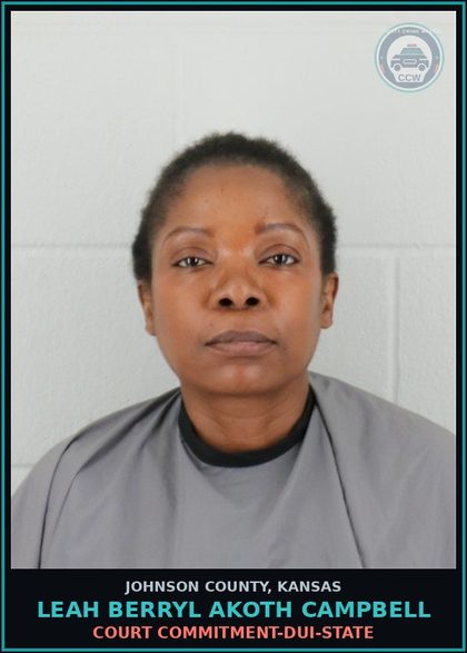 CCW arrest card for LEAH BERRYL AKOTH CAMPBELL in Johnson County: COURT COMMITMENT-DUI-STATE