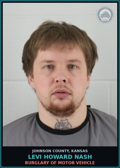 CCW arrest card for LEVI HOWARD NASH in Johnson County: BURGLARY OF MOTOR VEHICLE