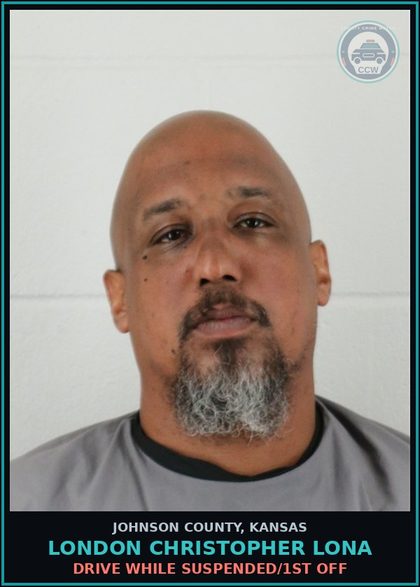 CCW arrest card for LONDON CHRISTOPHER LONA in Johnson County: DRIVE WHILE SUSPENDED/1ST OFF