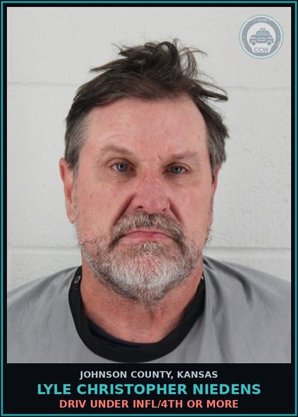 CCW arrest card for LYLE CHRISTOPHER NIEDENS in Johnson County: DRIV UNDER INFL/4TH OR MORE