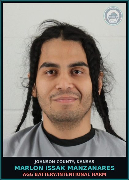 CCW arrest card for MARLON ISSAK MANZANARES in Johnson County: AGG BATTERY/INTENTIONAL HARM