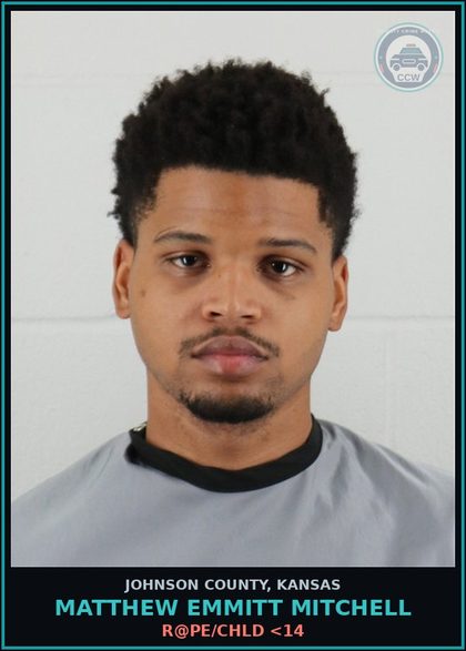 CCW arrest card for MATTHEW EMMITT MITCHELL in Johnson County: r@pe/chld <14