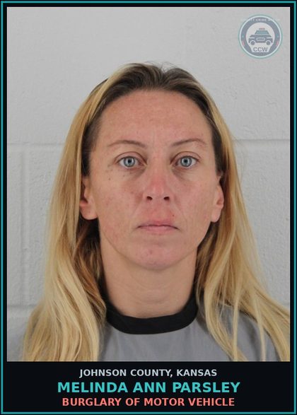 CCW arrest card for MELINDA ANN PARSLEY in Johnson County: BURGLARY OF MOTOR VEHICLE