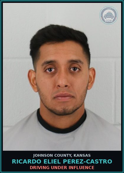 CCW arrest card for RICARDO ELIEL PEREZ-CASTRO in Johnson County: DRIVING UNDER INFLUENCE