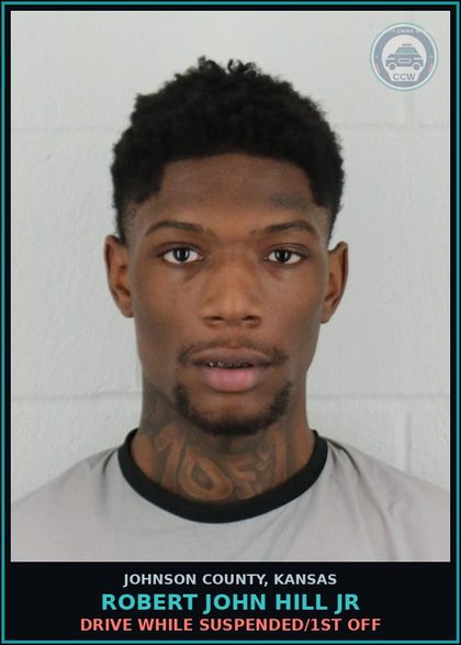 CCW arrest card for ROBERT JOHN HILL JR in Johnson County: DRIVE WHILE SUSPENDED/1ST OFF