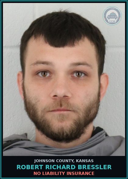 CCW arrest card for ROBERT RICHARD BRESSLER in Johnson County: NO LIABILITY INSURANCE