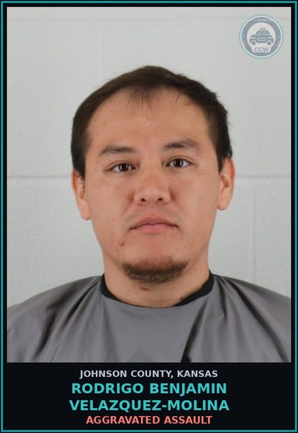 CCW arrest card for RODRIGO BENJAMIN VELAZQUEZ-MOLINA in Johnson County: AGGRAVATED ASSAULT