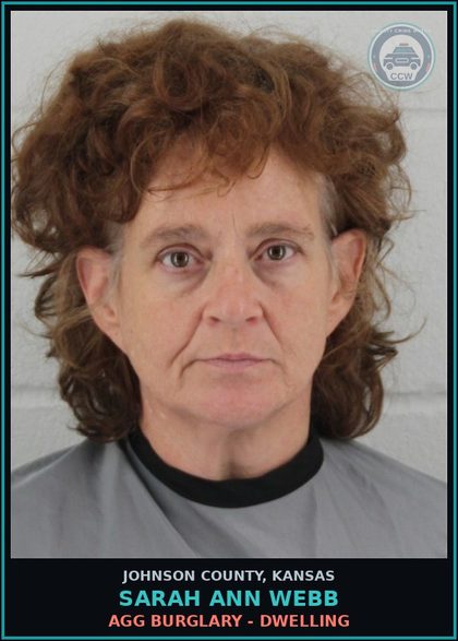 CCW arrest card for SARAH ANN WEBB in Johnson County: AGG BURGLARY - DWELLING