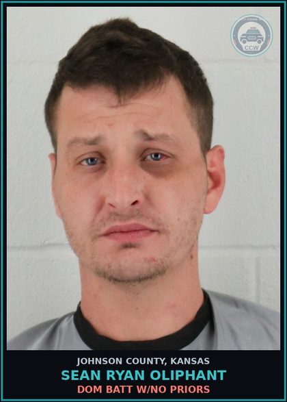 CCW arrest card for SEAN RYAN OLIPHANT in Johnson County: DOM BATT W/NO PRIORS