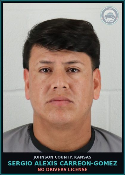CCW arrest card for SERGIO ALEXIS CARREON-GOMEZ in Johnson County: NO DRIVERS LICENSE
