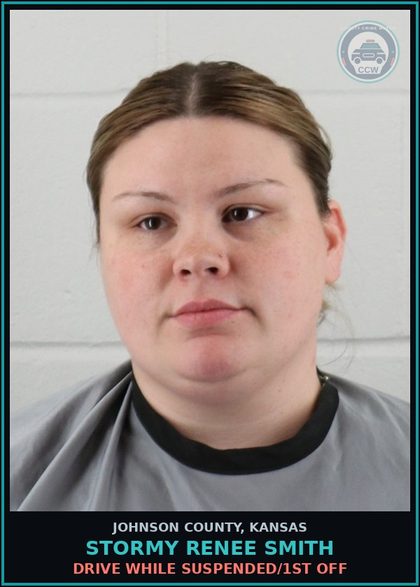 CCW arrest card for STORMY RENEE SMITH in Johnson County: DRIVE WHILE SUSPENDED/1ST OFF