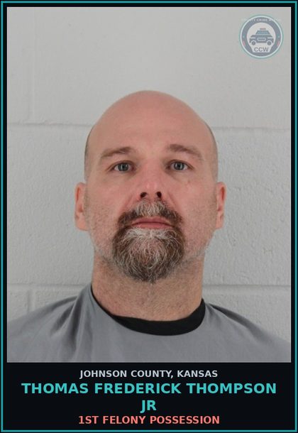 CCW arrest card for THOMAS FREDERICK THOMPSON JR in Johnson County: 1ST FELONY POSSESSION