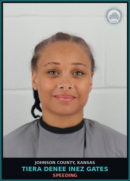 CCW arrest card for TIERA DENEE INEZ GATES in Johnson County: SPEEDING
