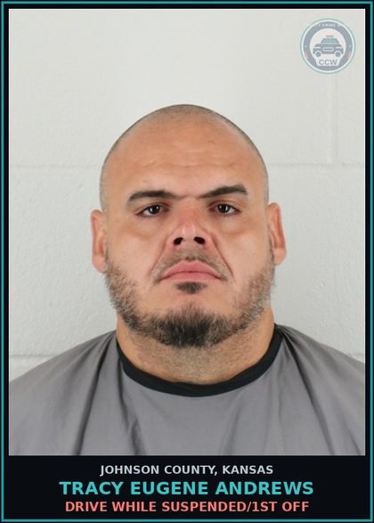 CCW arrest card for TRACY EUGENE ANDREWS in Johnson County: DRIVE WHILE SUSPENDED/1ST OFF