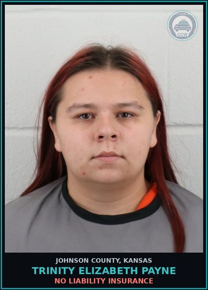 CCW arrest card for TRINITY ELIZABETH PAYNE in Johnson County: NO LIABILITY INSURANCE
