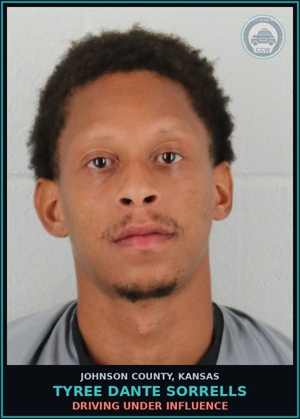 CCW arrest card for TYREE DANTE SORRELLS in Johnson County: DRIVING UNDER INFLUENCE